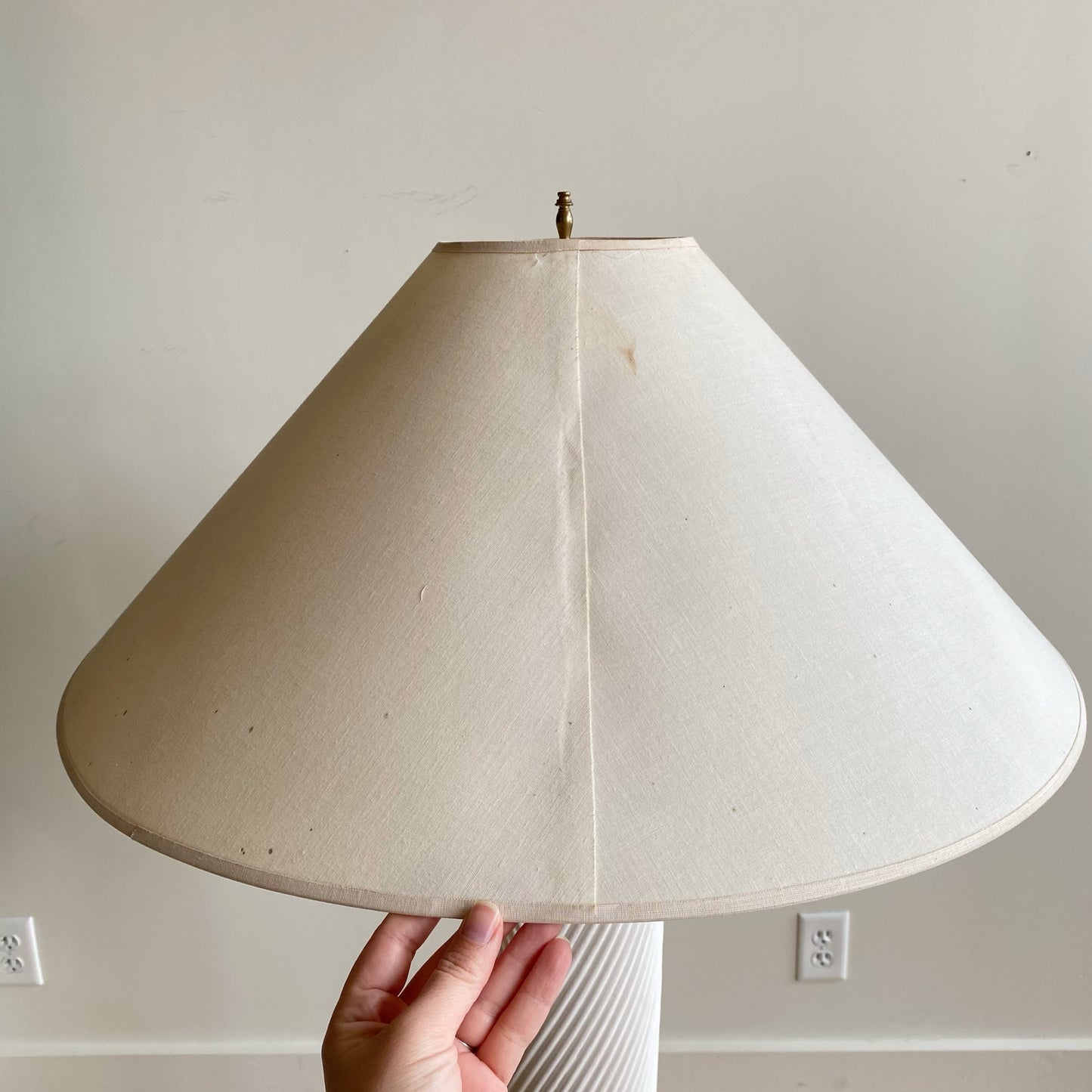Vintage Reeded Plaster Floor Lamp with Shade
