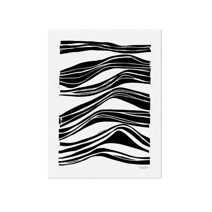 Abstract Waves Block Print (11x14)