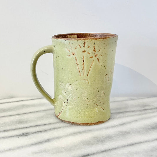 Vintage Funky Chartreuse Pottery Mug