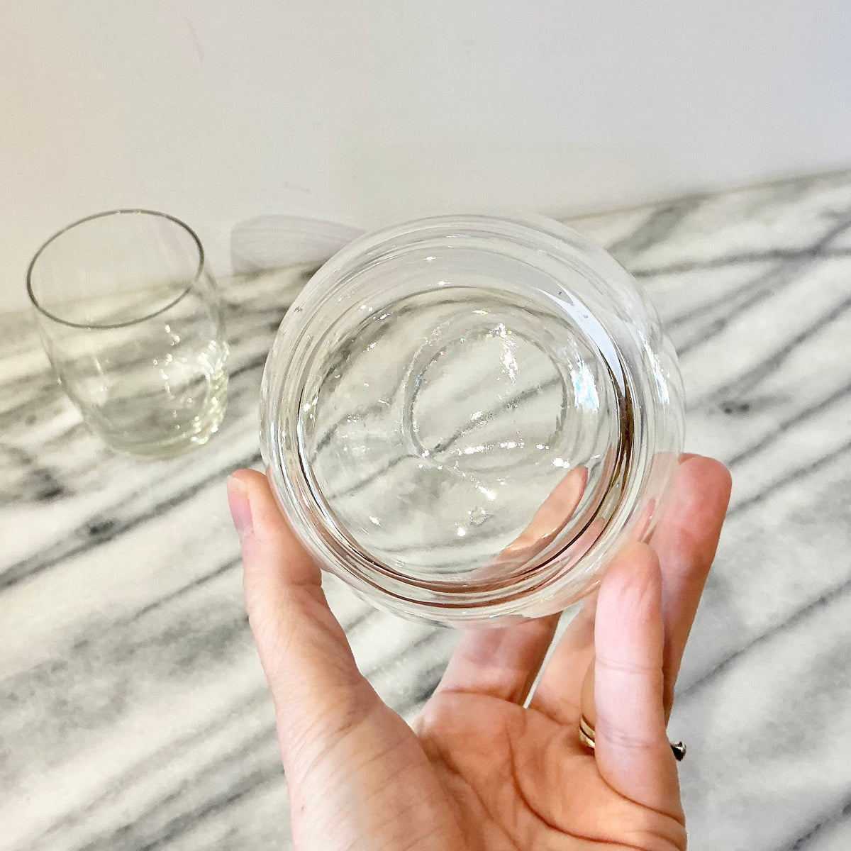 Vintage Glass Pitcher with Small Glass