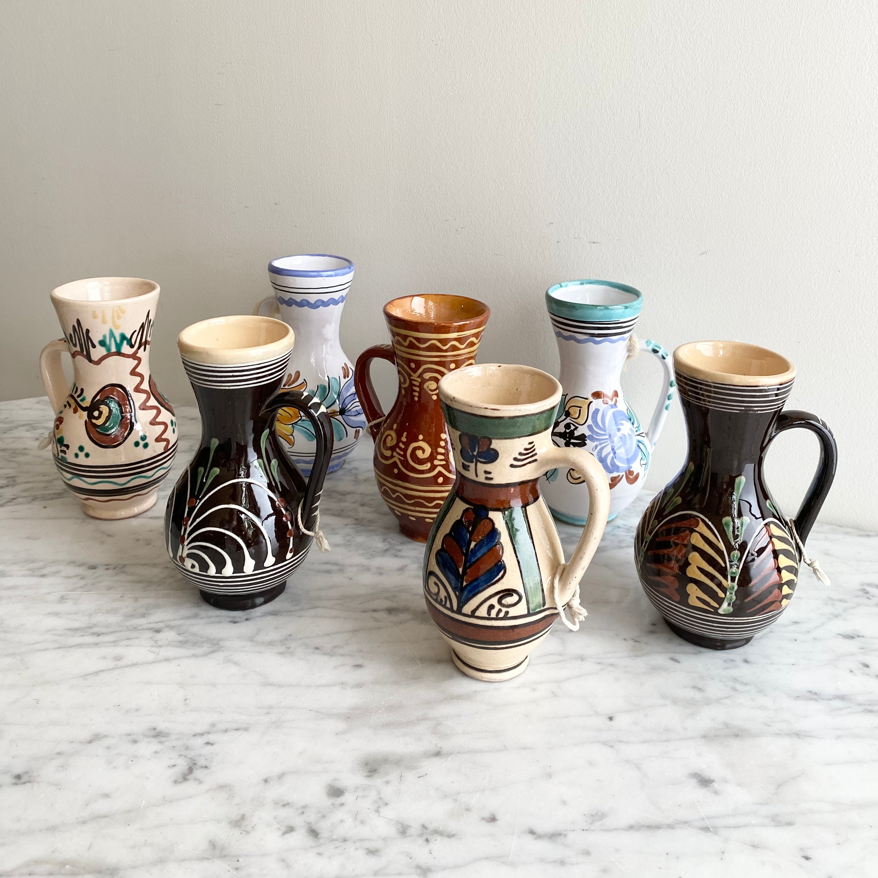 Small Vintage Hungarian Folk Art Pitcher, 6.5