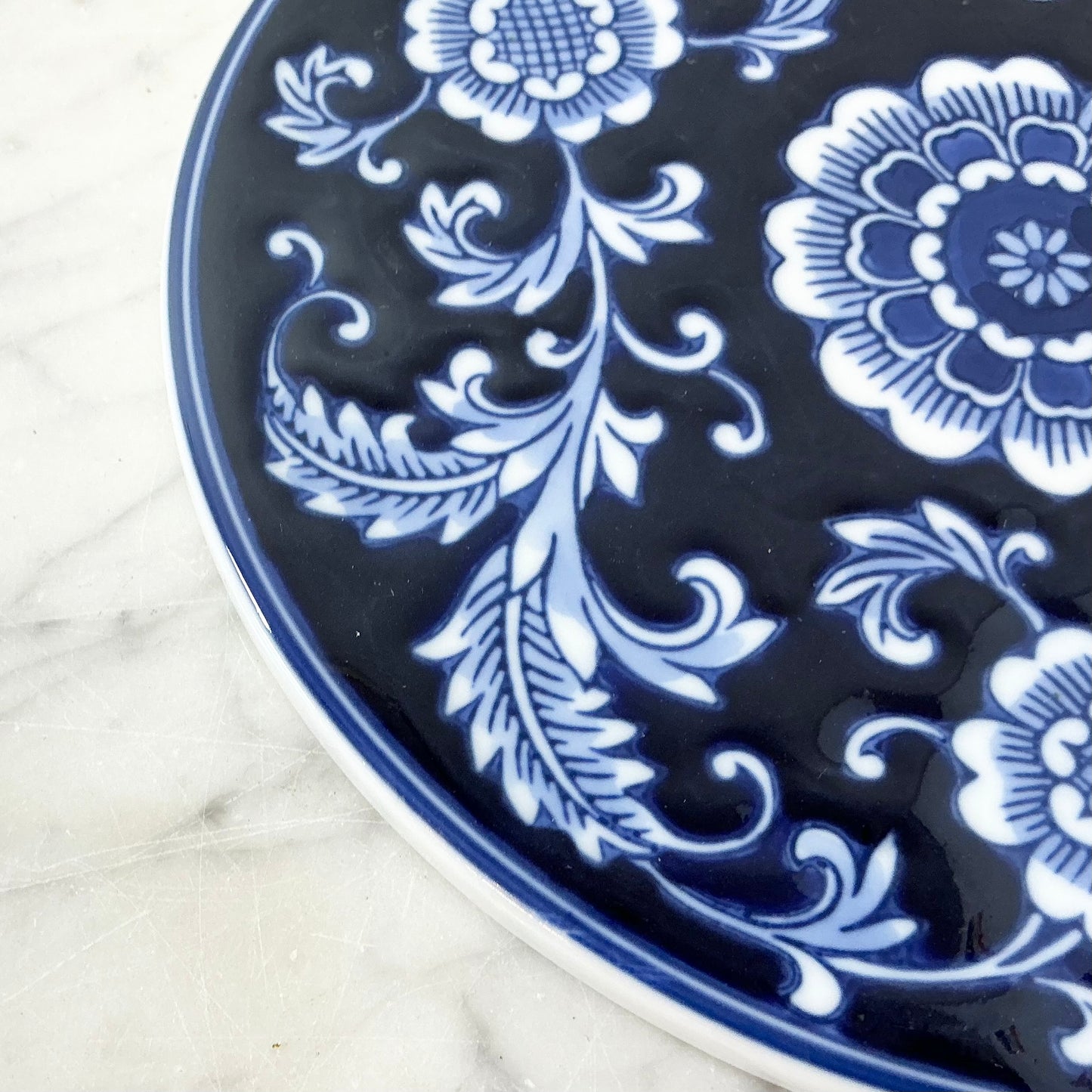 Vintage Blue + White Floral Ceramic Trivet