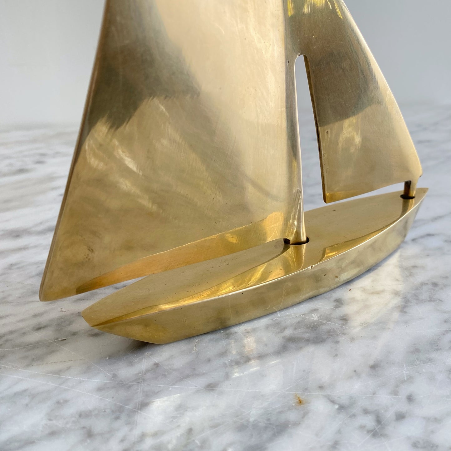 Large Vintage Brass Sailboat, 10” (NAUTICAL COLLECTION)