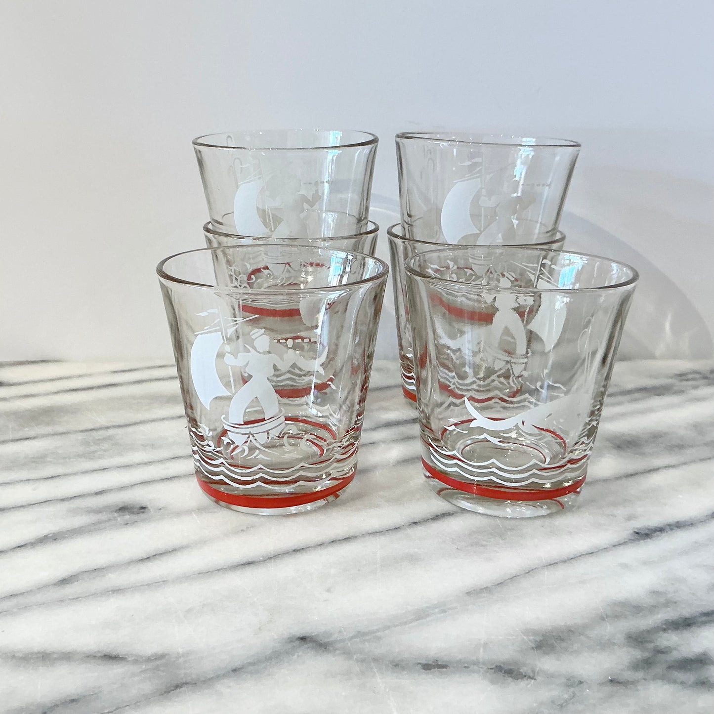 S/6 Vintage Nautical Glasses