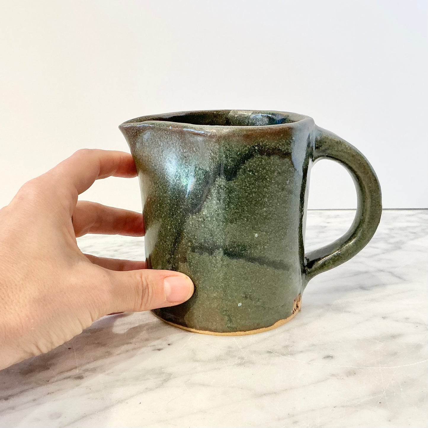 Vintage Green Pottery Pitcher/Creamer