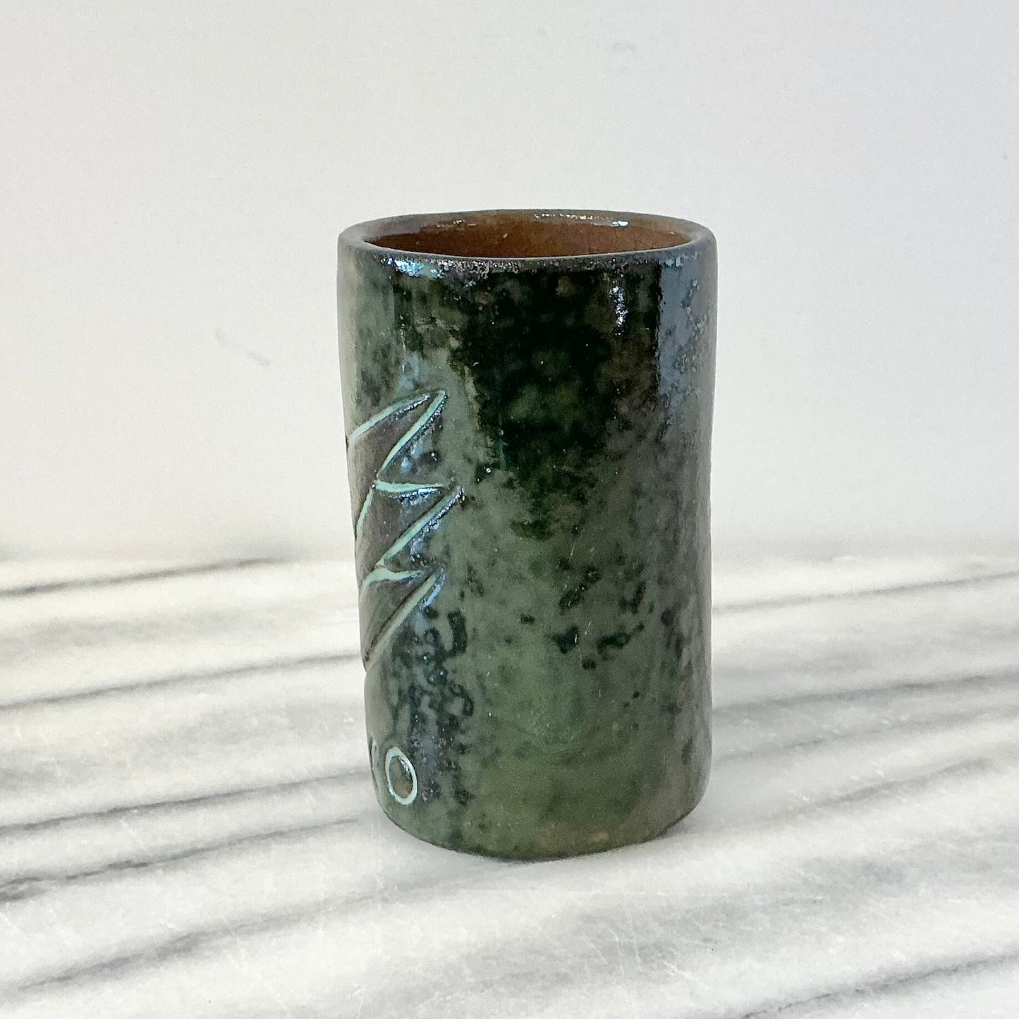 Vintage Mexican Pottery Shot Glass