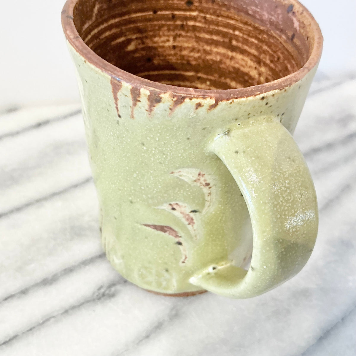 Vintage Funky Chartreuse Pottery Mug