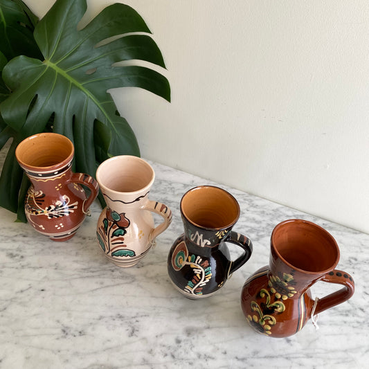 Vintage Hungarian Folk Art Pitcher, 8"