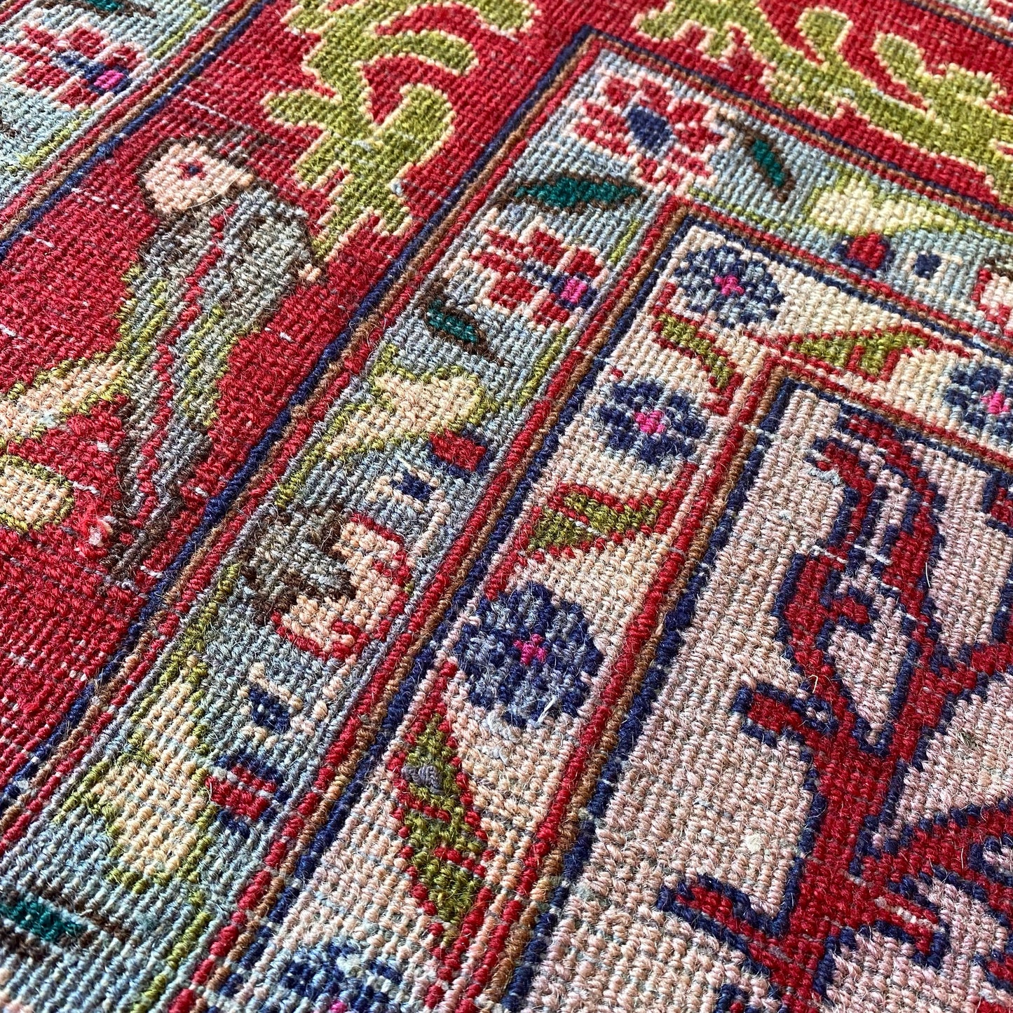 Vintage Hand-knotted Rug with Plants + Animals (3.4 x 5.7)