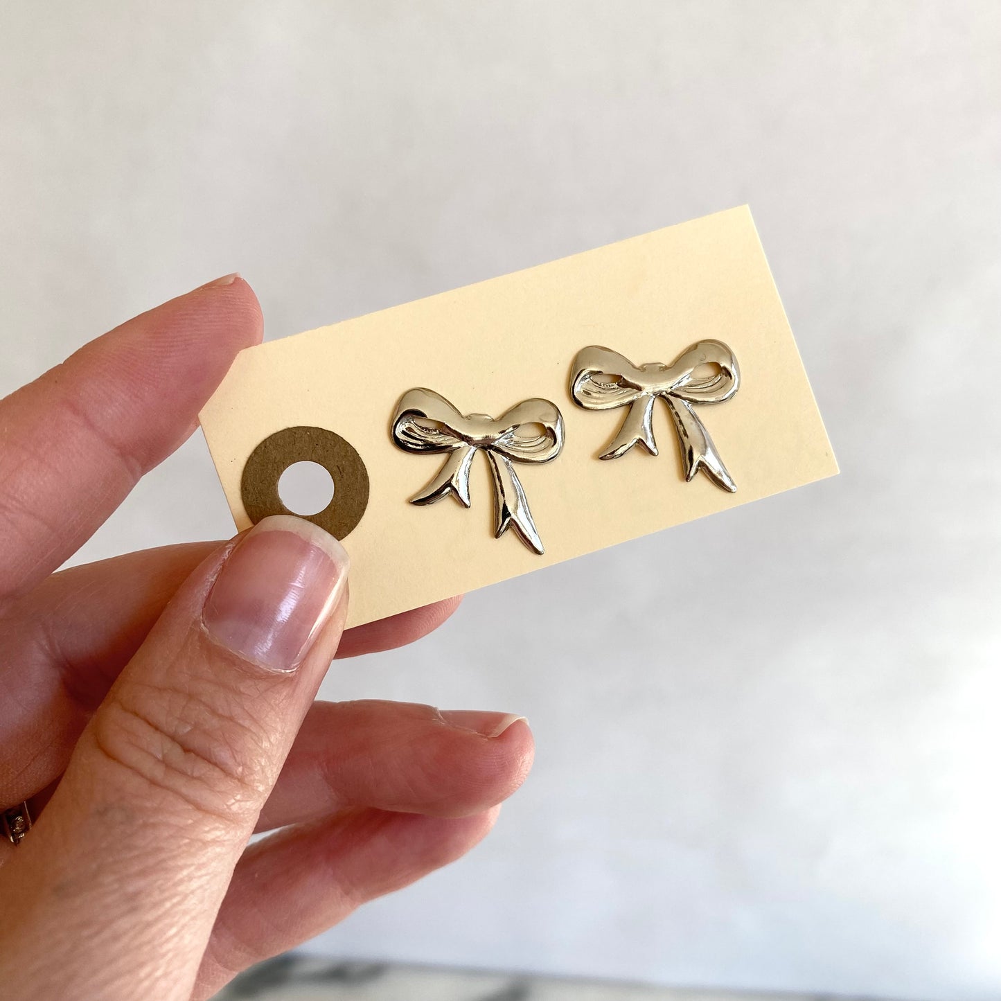 Large Vintage Silver Bow Earrings