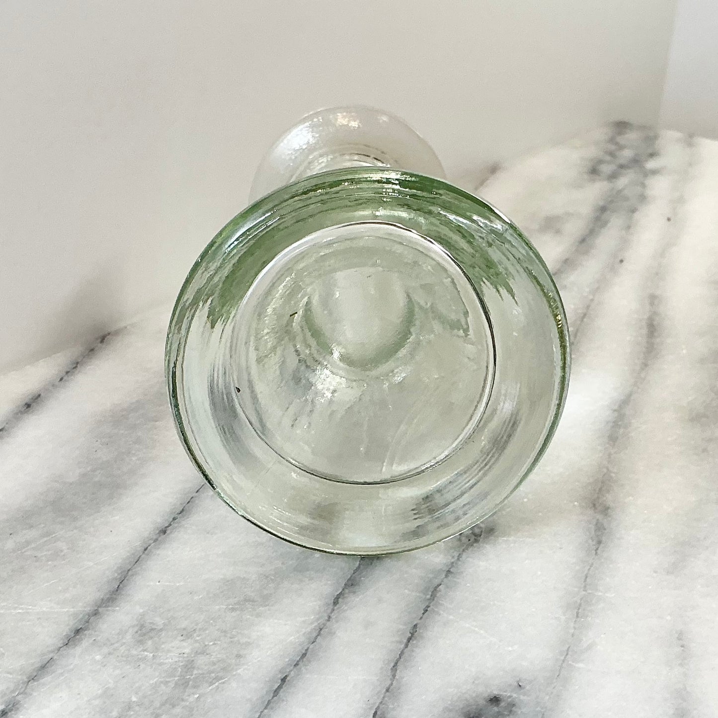 Vintage Green Glass Candle Holder / Vase