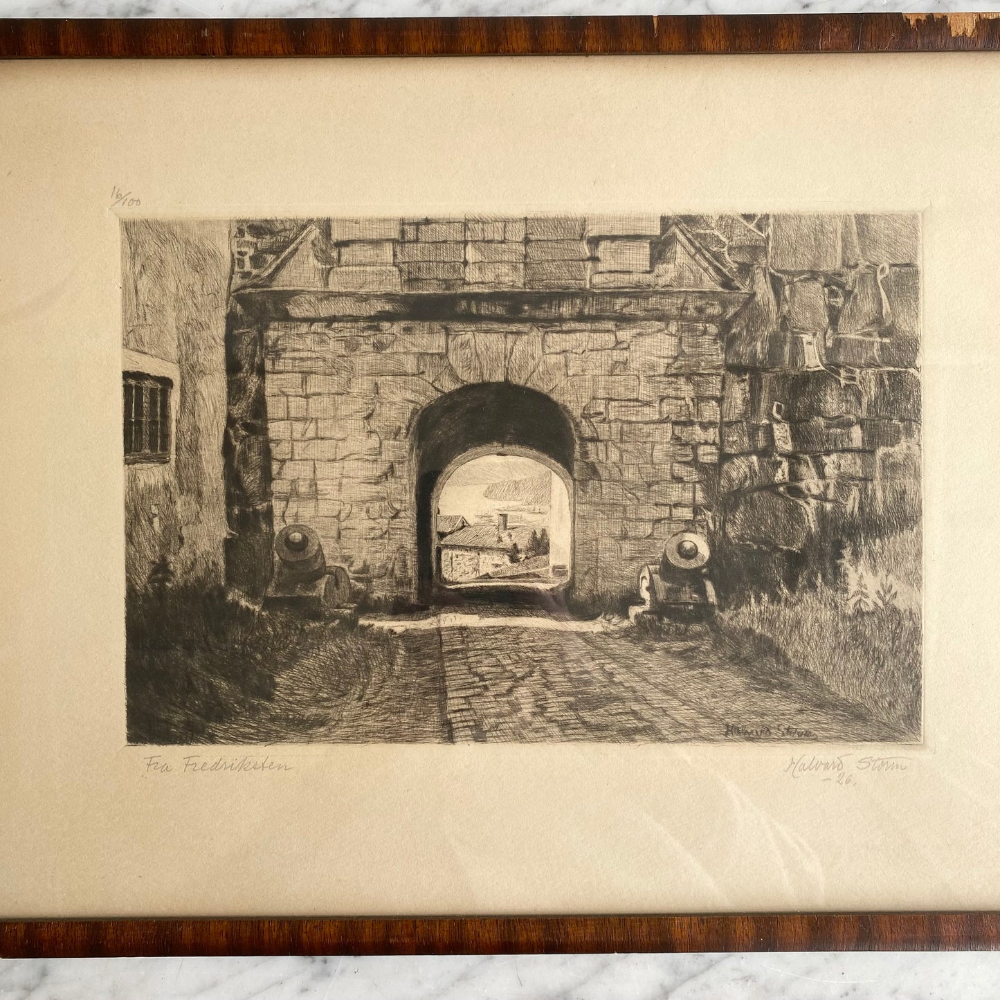 Antique Original Etching Print, Norway (13 x 17)