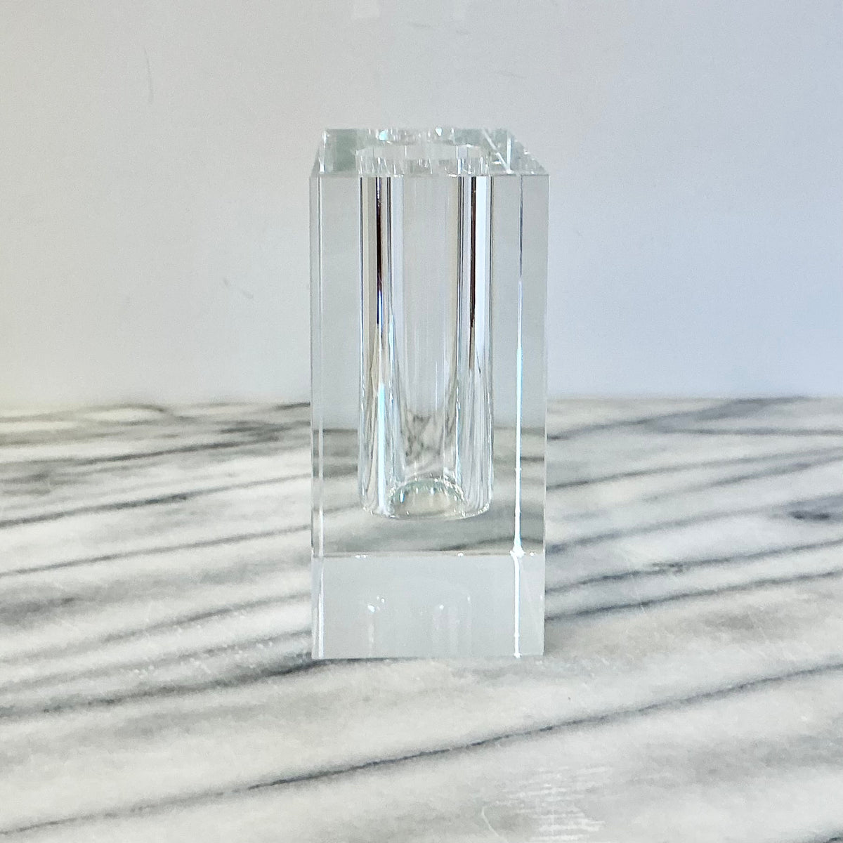 Vintage Heavy Crystal "Block" Vase