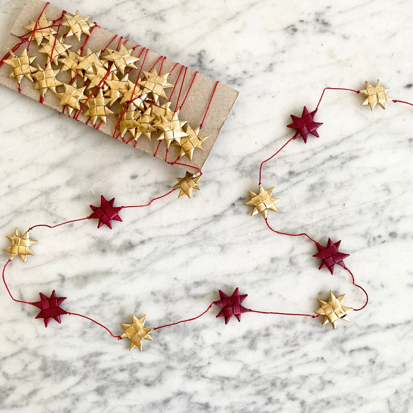 Red & Gold Palm Star Garland