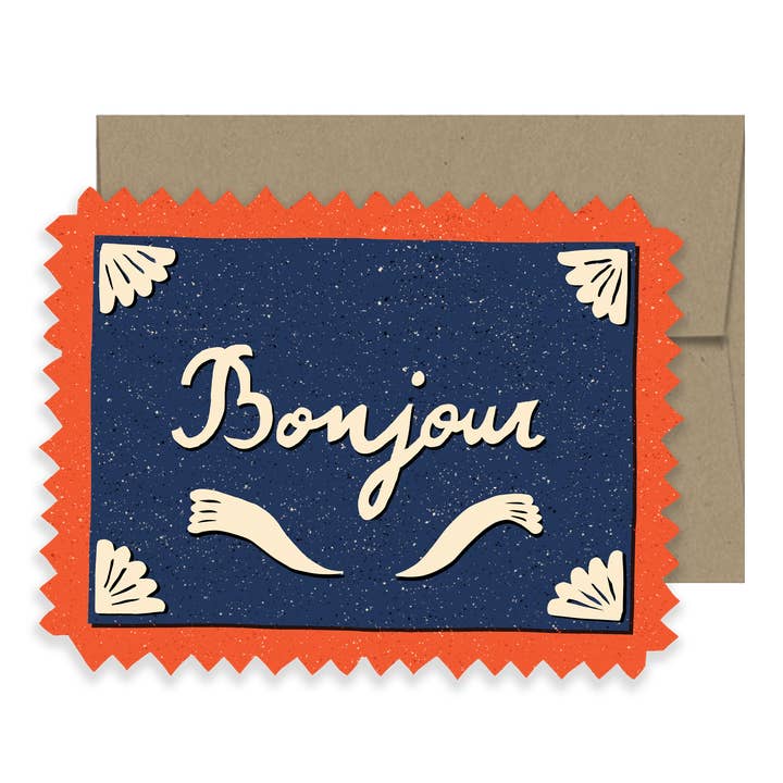 Bonjour - Die Cut Card
