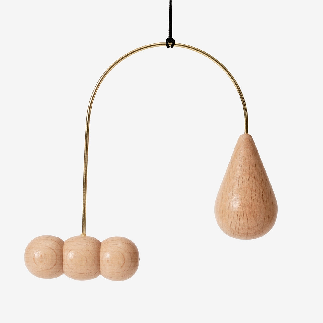 Brass + Beech Wood Ornament / Mobile Trio