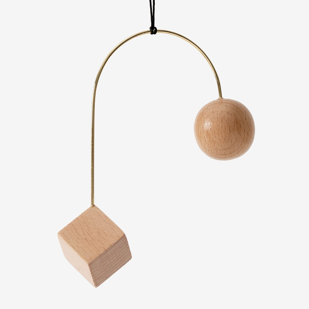 Brass + Beech Wood Ornament / Mobile Trio