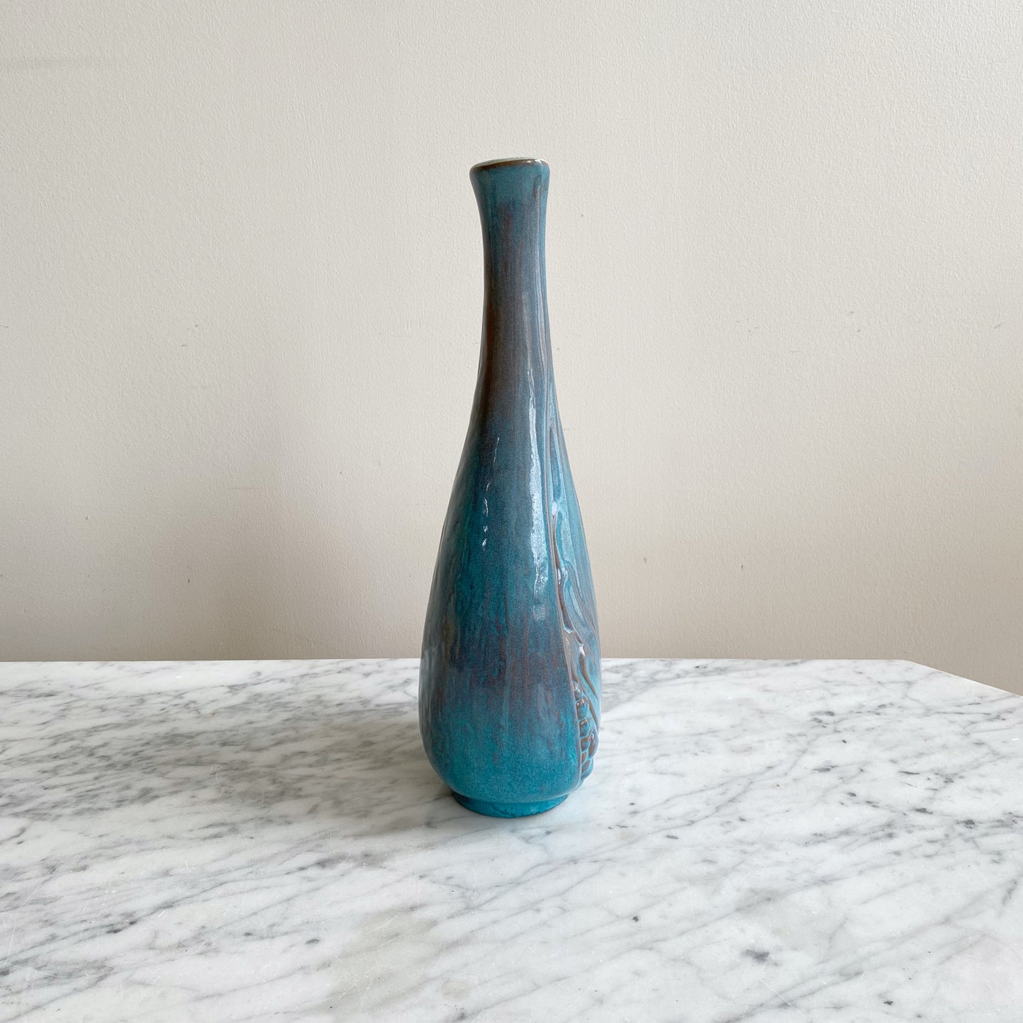 Vintage Ceramic Vase, Turquoise