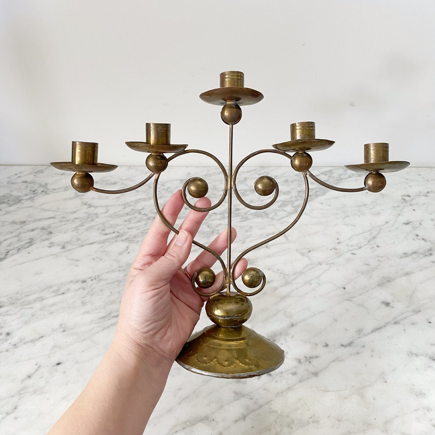 Vintage Pressed Brass Candelabra