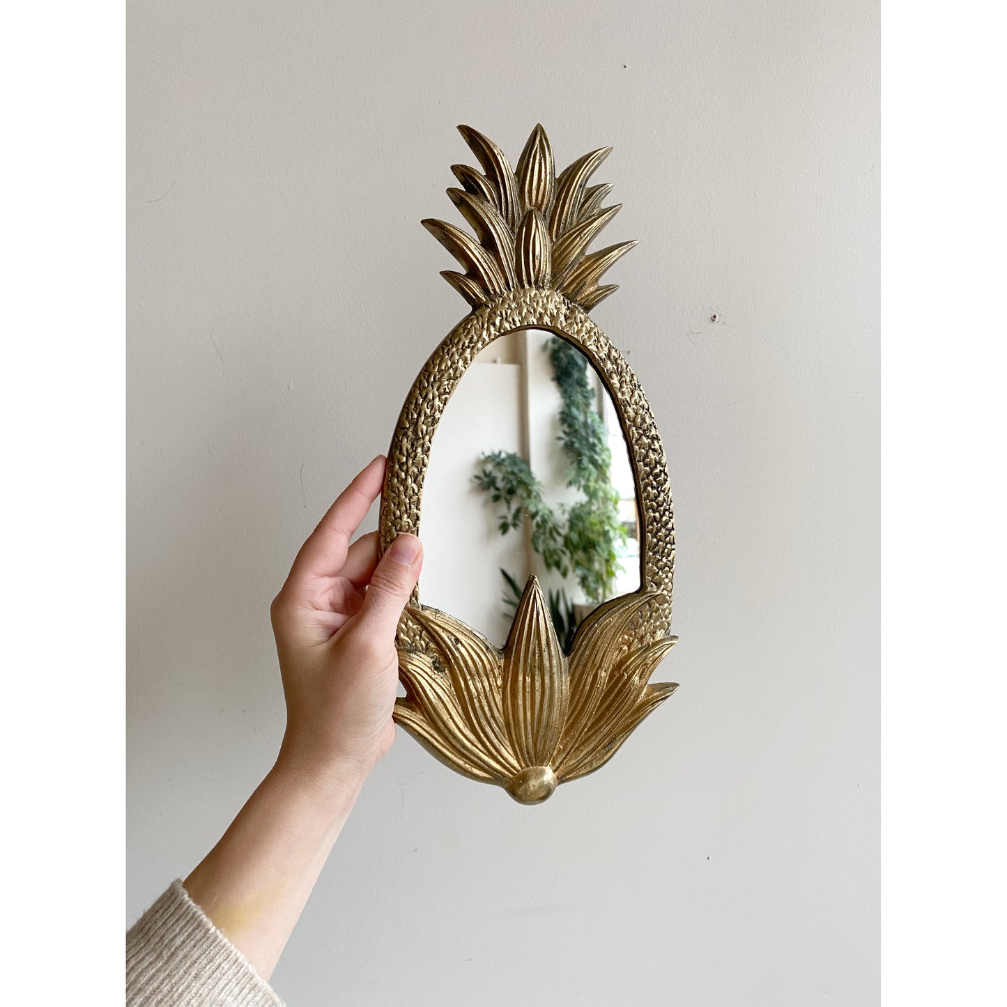 Vintage Brass Pineapple Accent Mirror