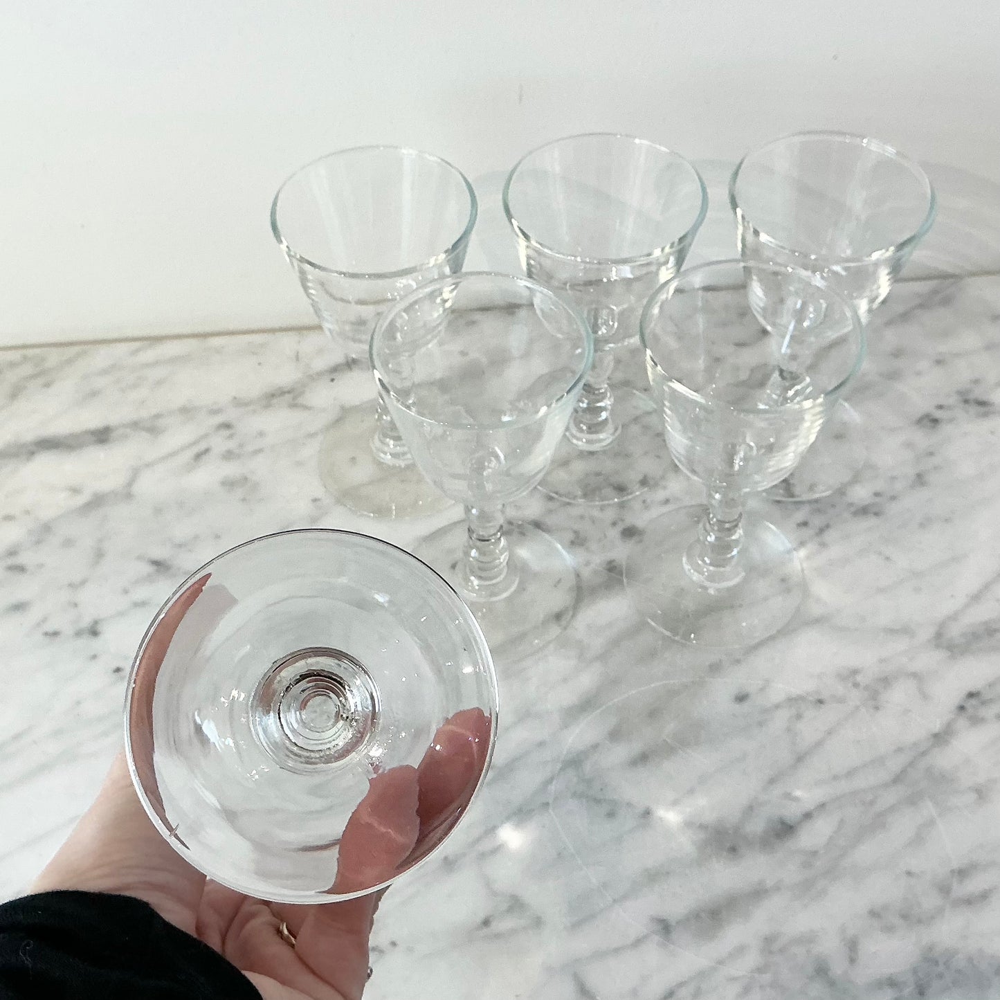 S/6 Vintage Bubble Stem Glasses