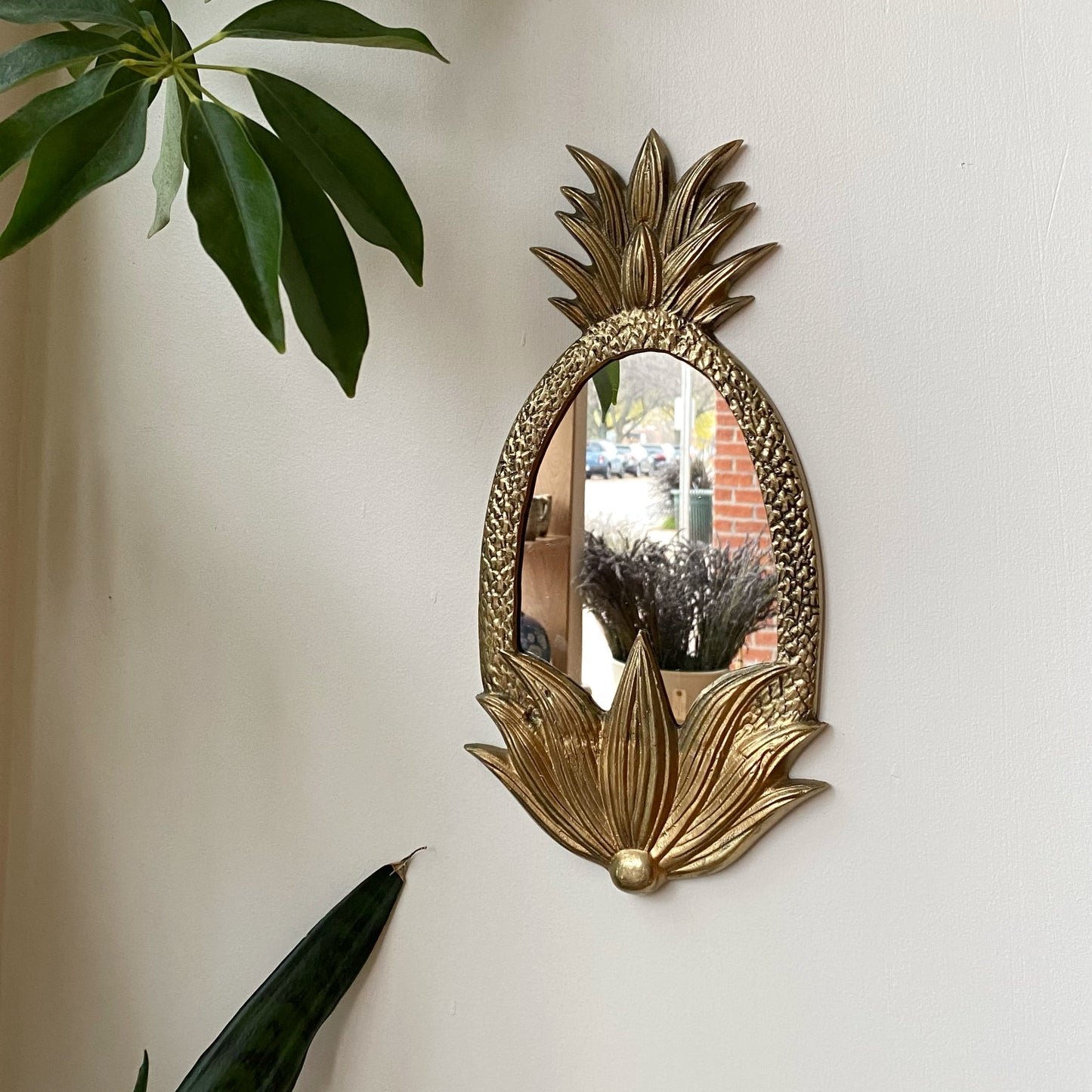 Vintage Brass Pineapple Accent Mirror