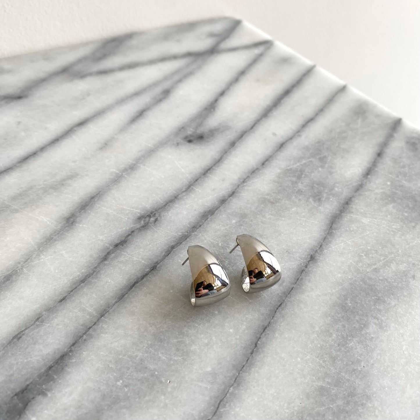 Vintage Polished Silver Hoop Earrings