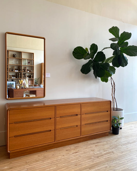 Contemporary Teak 9-Drawer Dresser / Credenza