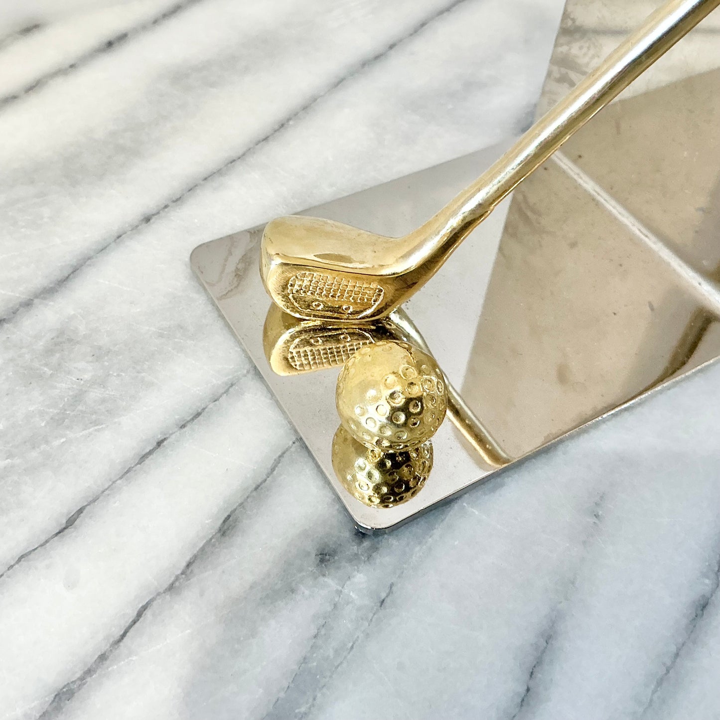 Vintage Chrome + Brass Golf Bookends
