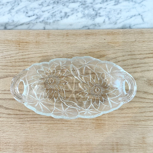Vintage Indian Glass Lily Relish Dish
