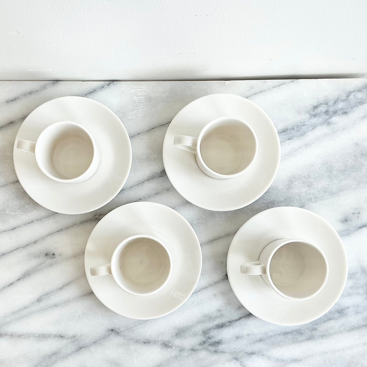 S/4 Vintage Porcelain Espresso Cups + Saucers