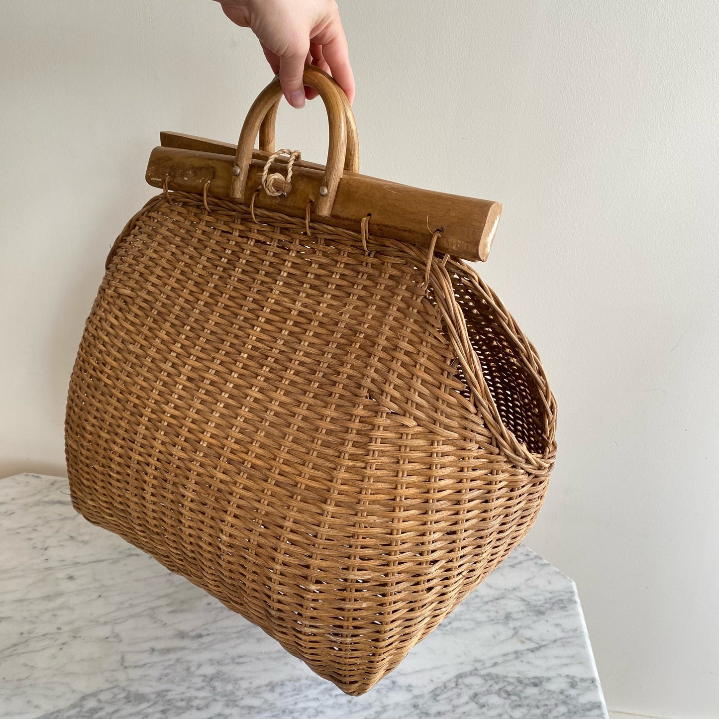 Vintage XL Wicker Tote Bag