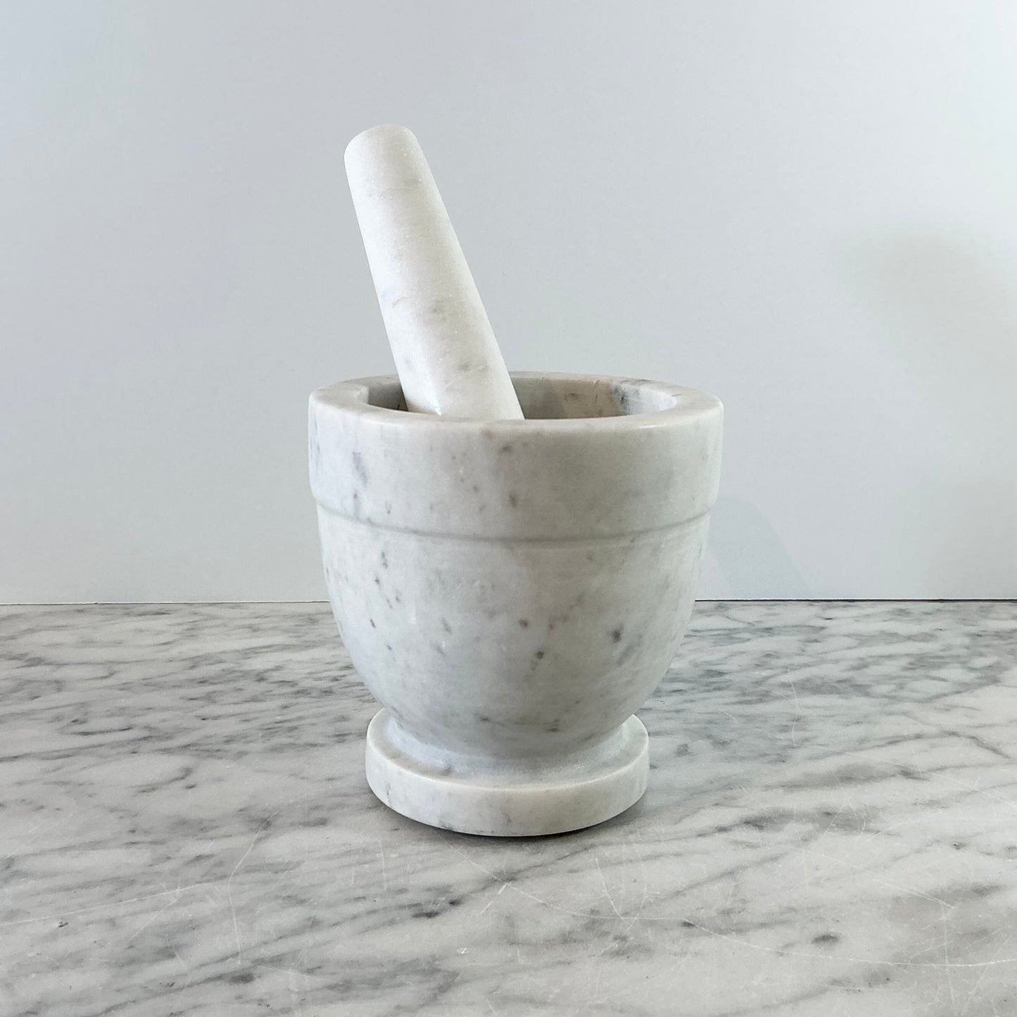 Found White Marble Pestle + Mortar