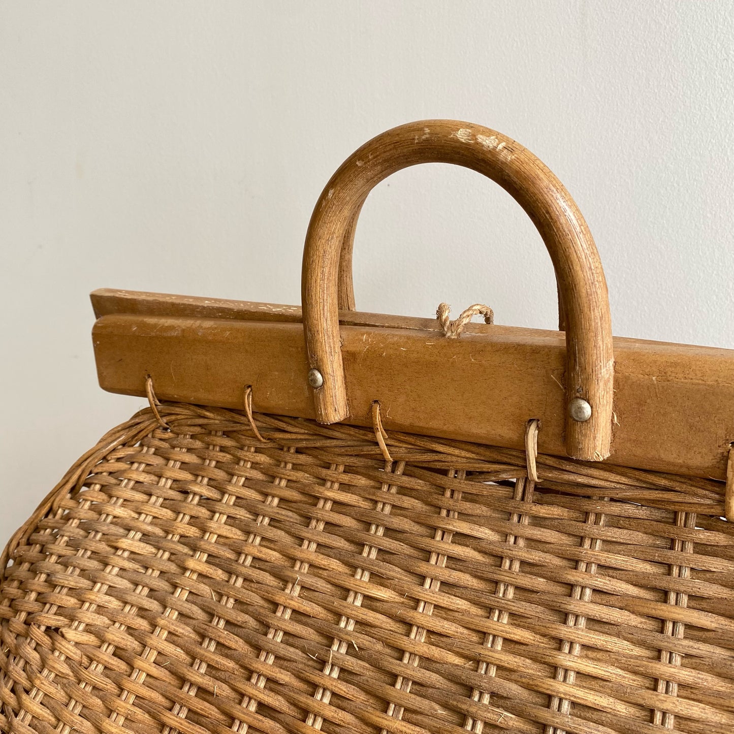 Vintage XL Wicker Tote Bag