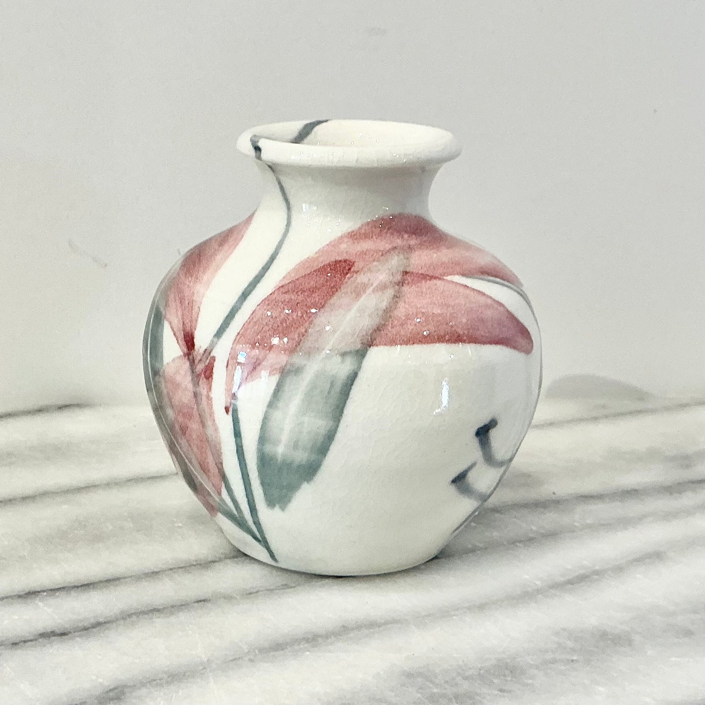 Vintage Hand Painted Ceramic Bud Vase