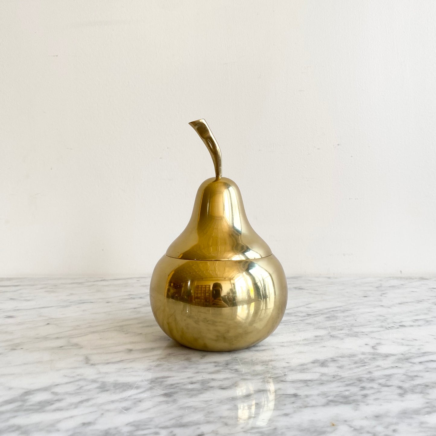 Large Vintage Brass Pear Container