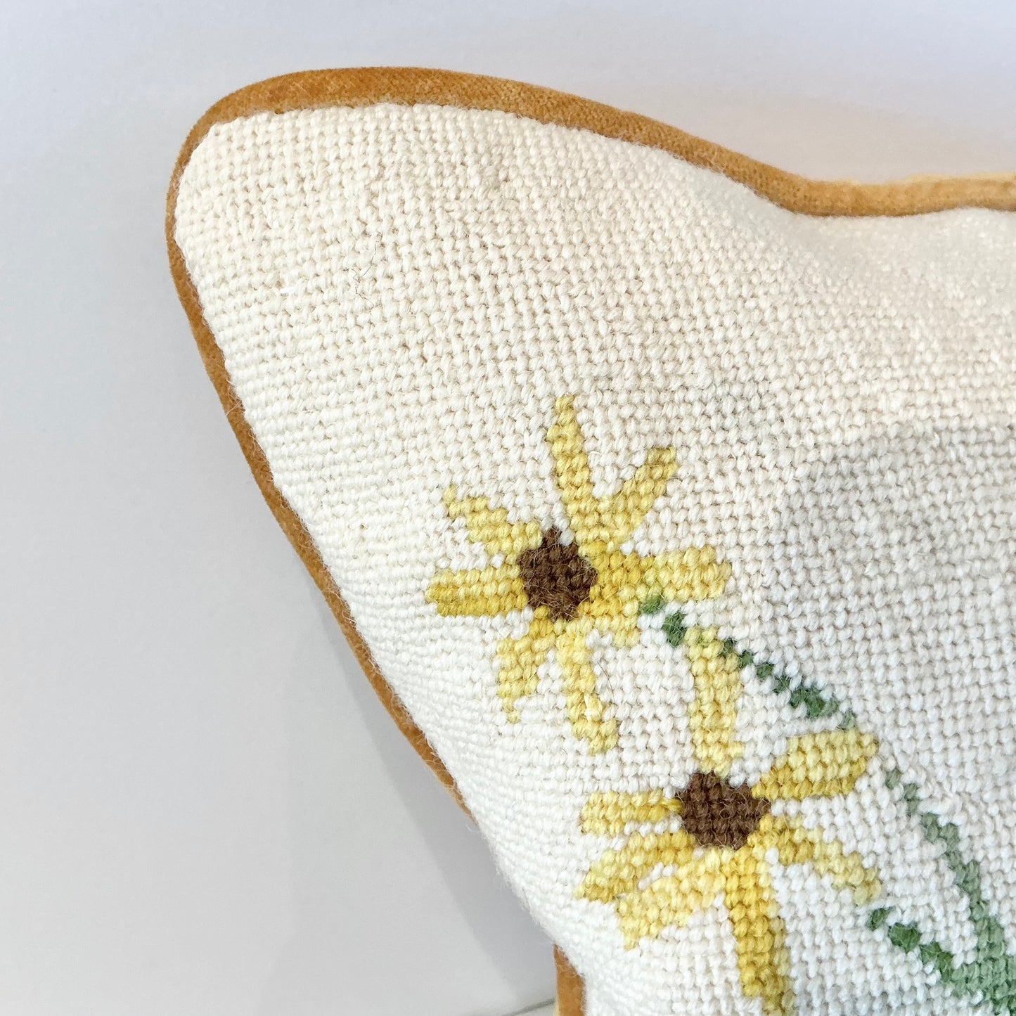 Antique Needlepoint Accent Pillow with Bird