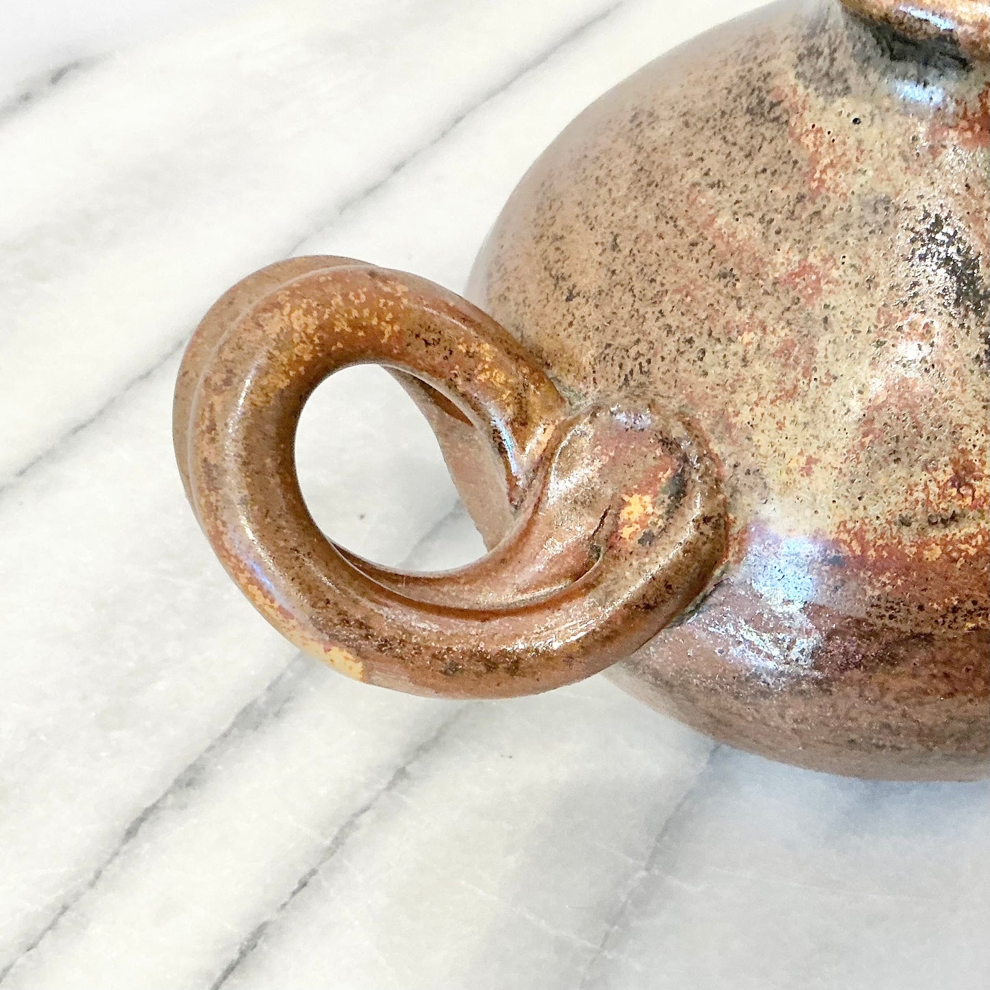 Small Vintage Bud Vase with Curly-Q Handle