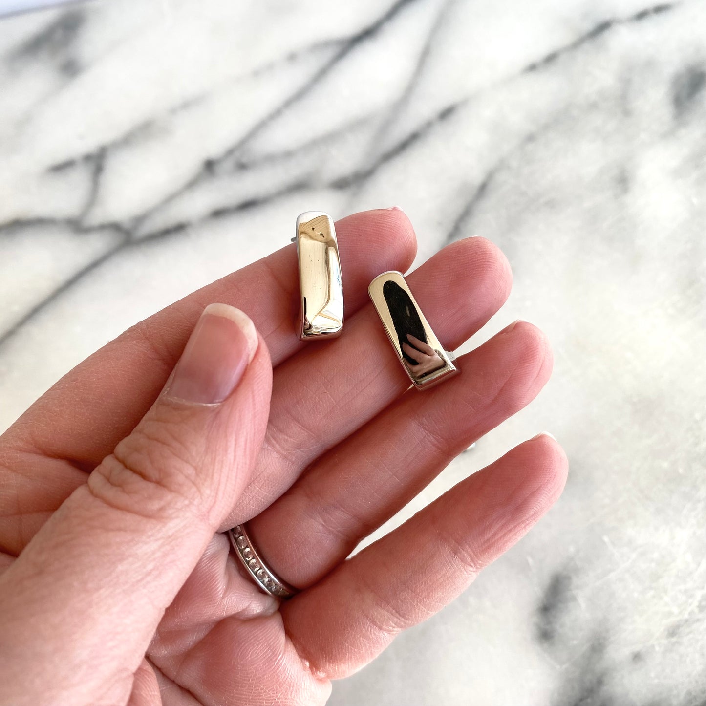 Vintage Heavy Silver Tab Earring By Lia Sophia