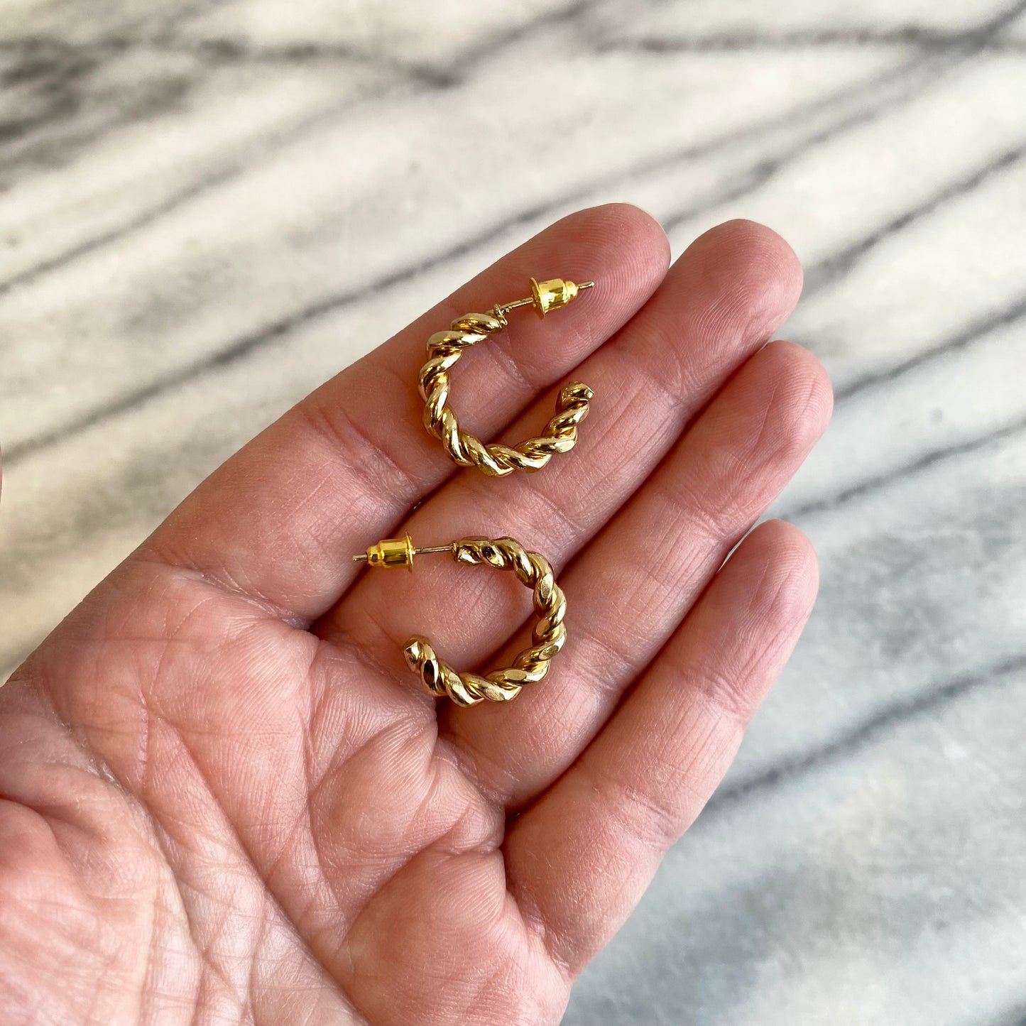 Vintage Golden Twisted Rope Hoop Earrings