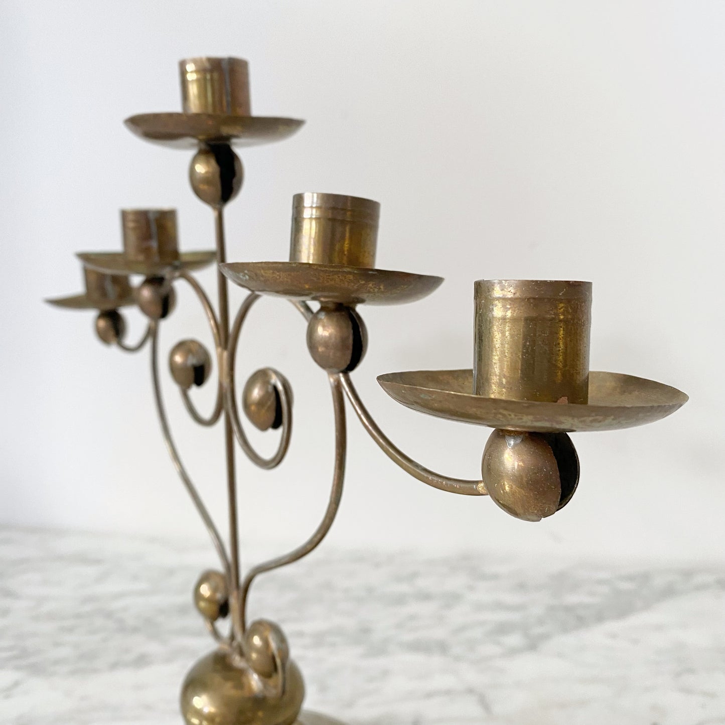 Vintage Pressed Brass Candelabra