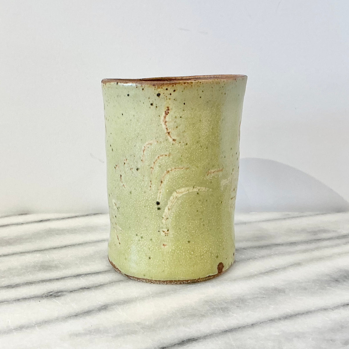 Vintage Funky Chartreuse Pottery Mug
