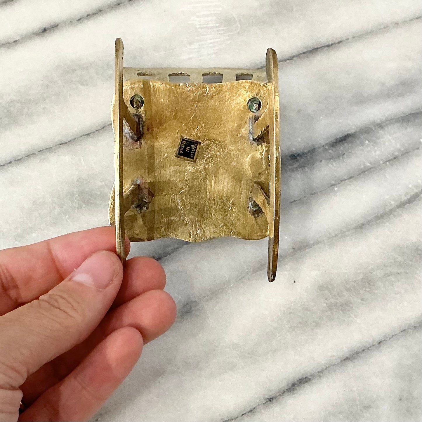 Tiny Vintage Brass Rocking Chair, 4"