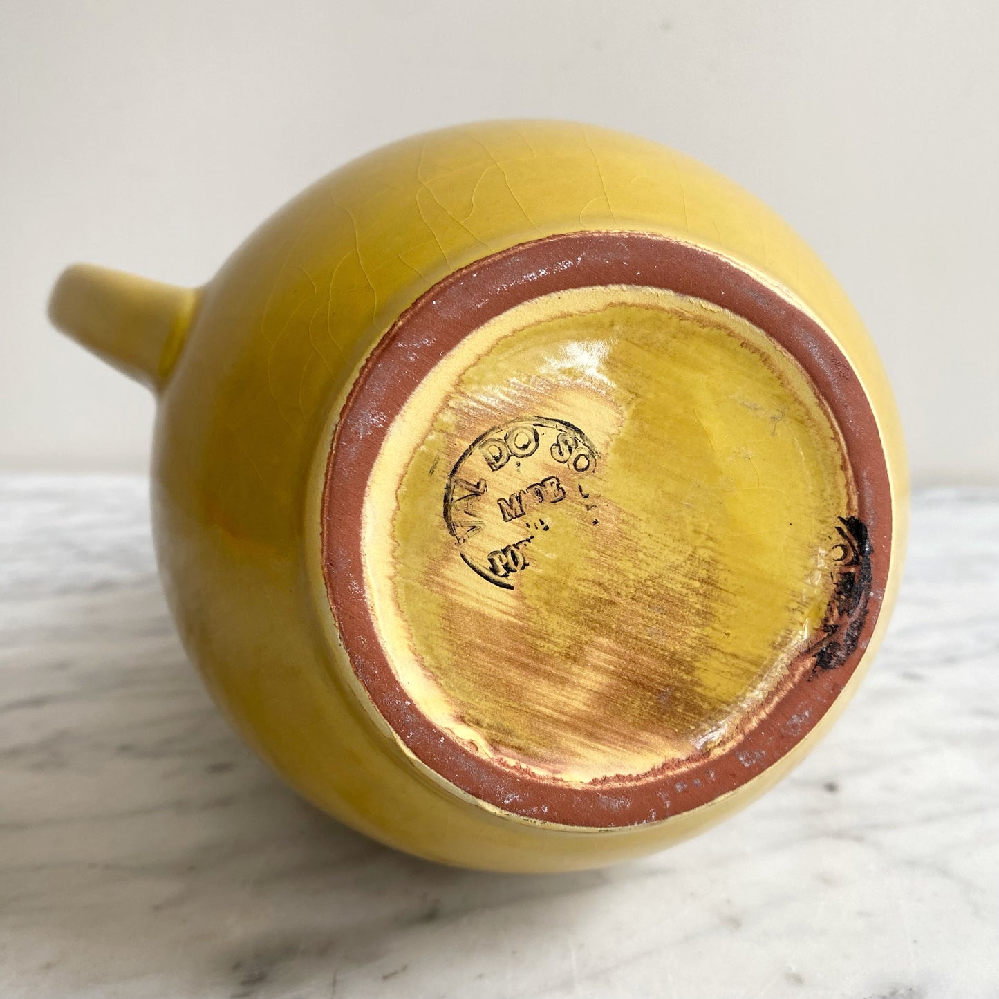 Vintage Yellow Double-Handled Ceramic Vase, Portugal