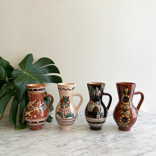 Vintage Hungarian Folk Art Pitcher, 8"