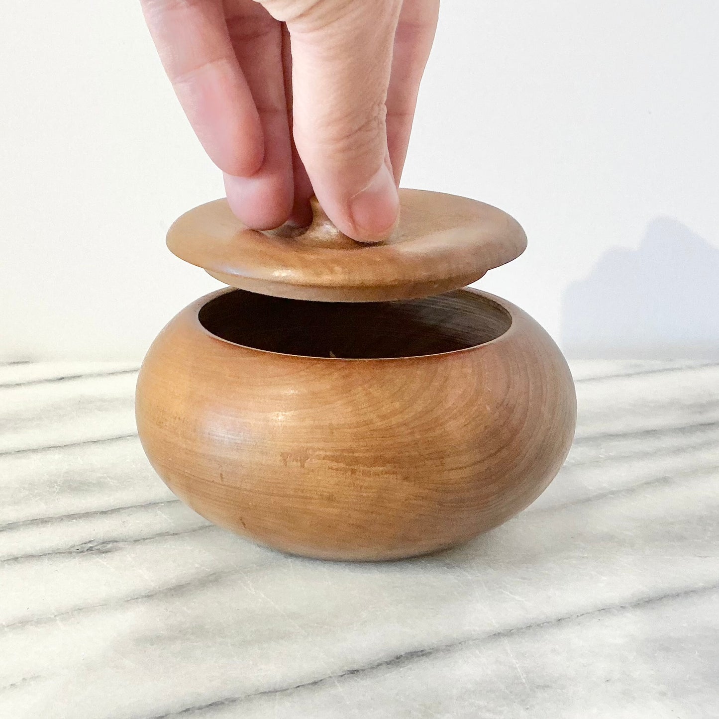 Small Vintage Turned Wood Container