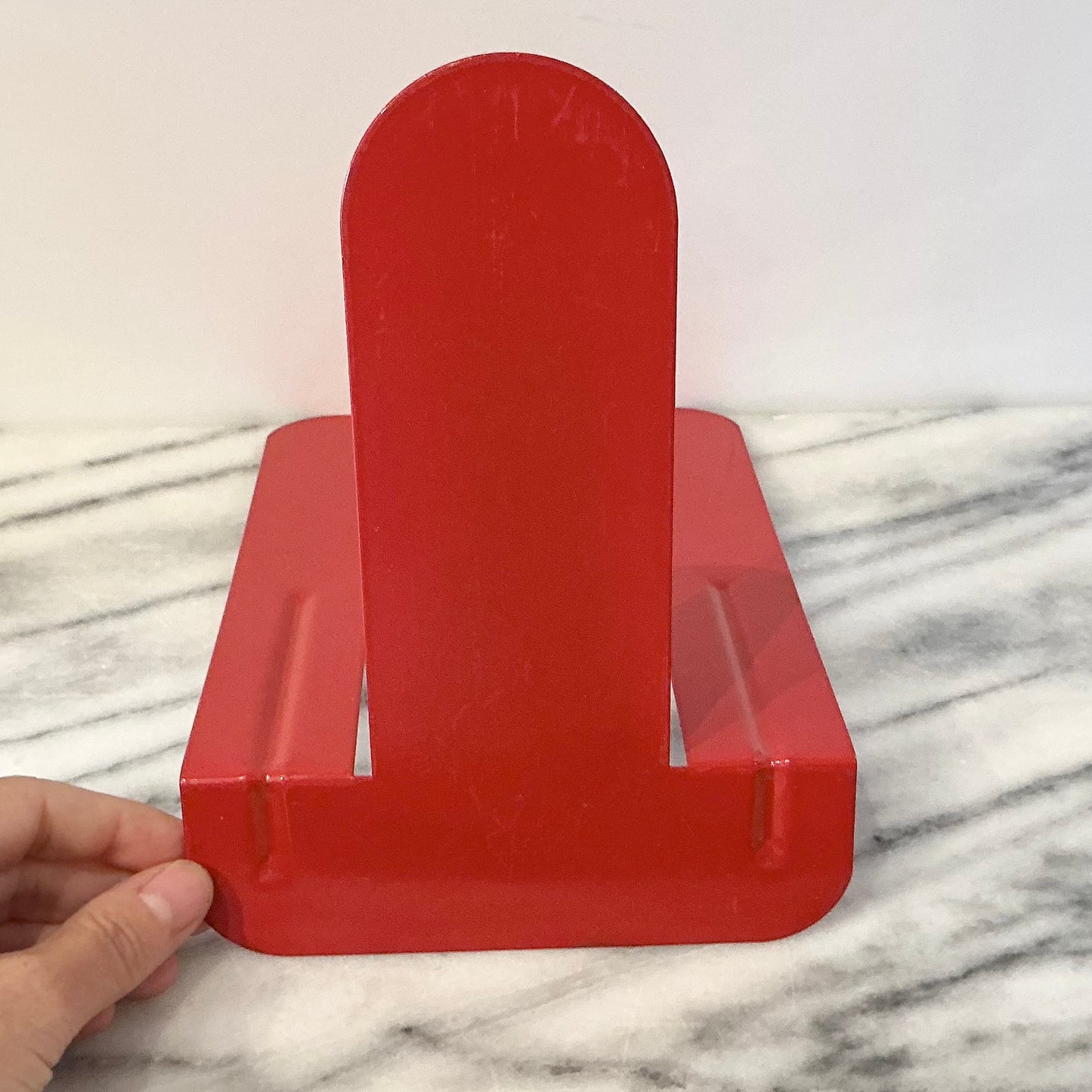 Large Vintage Red Metal Bookend