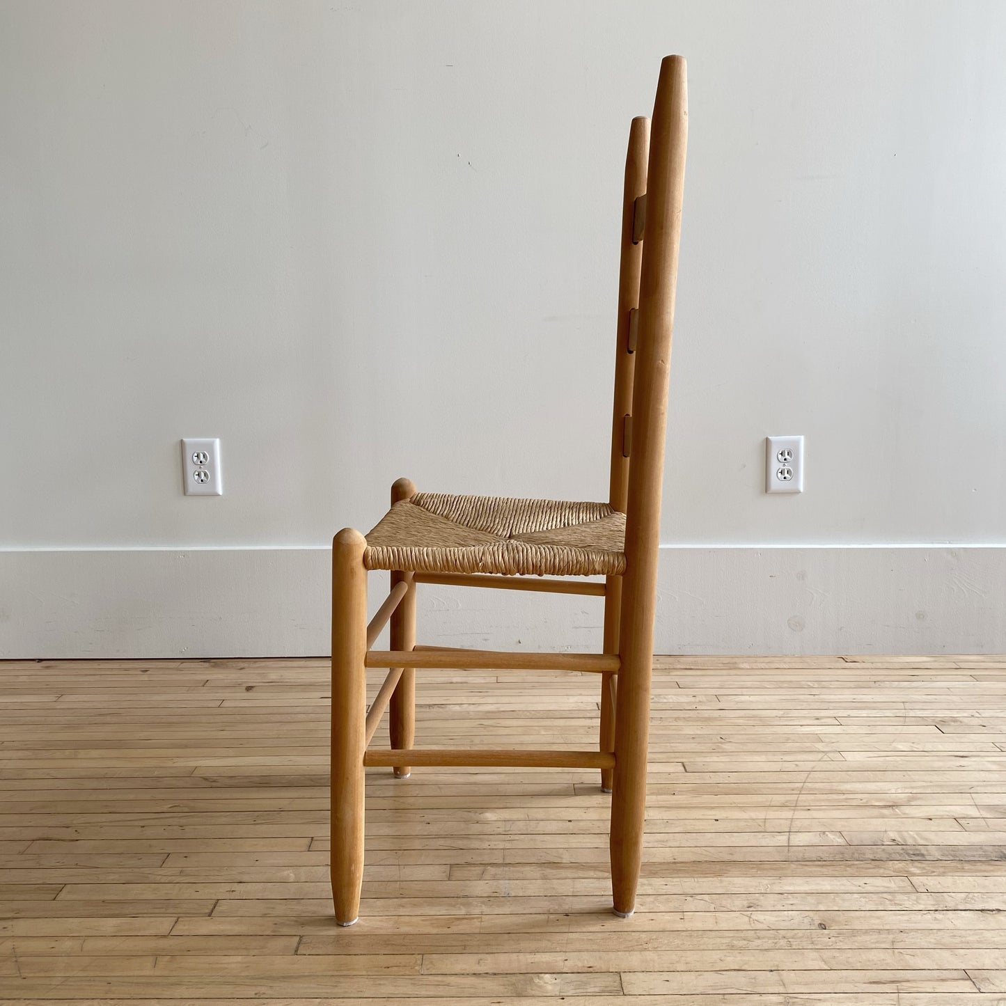 Vintage Primitive Ladder-back Chair with Rush Seat