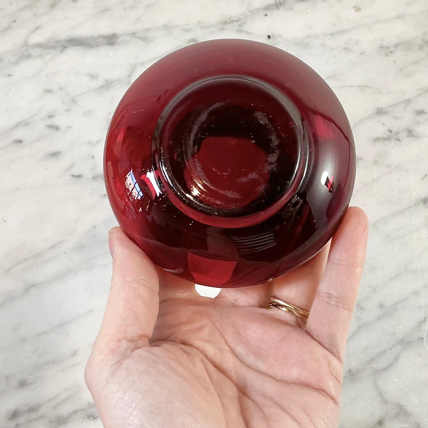 Vintage Ruby Red Vase with Lacy Edge