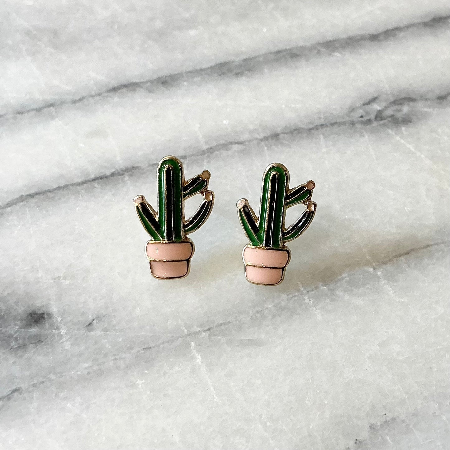 Found Enamel Cactus Earrings